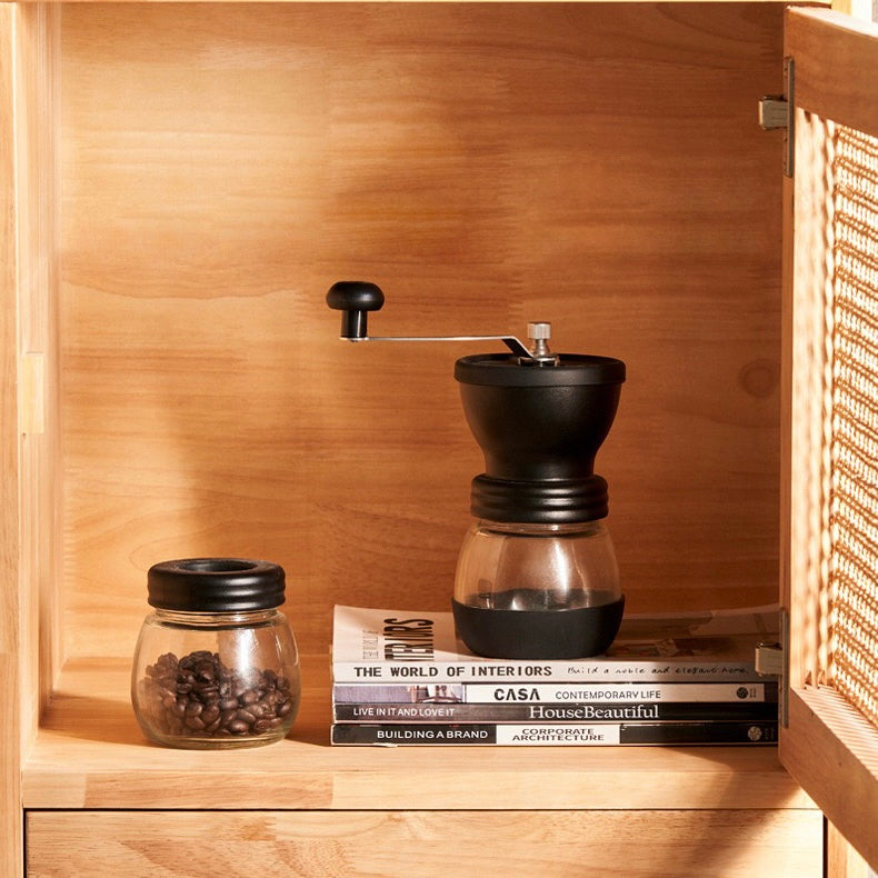 Shrilin Ash wood natural rattan sideboard