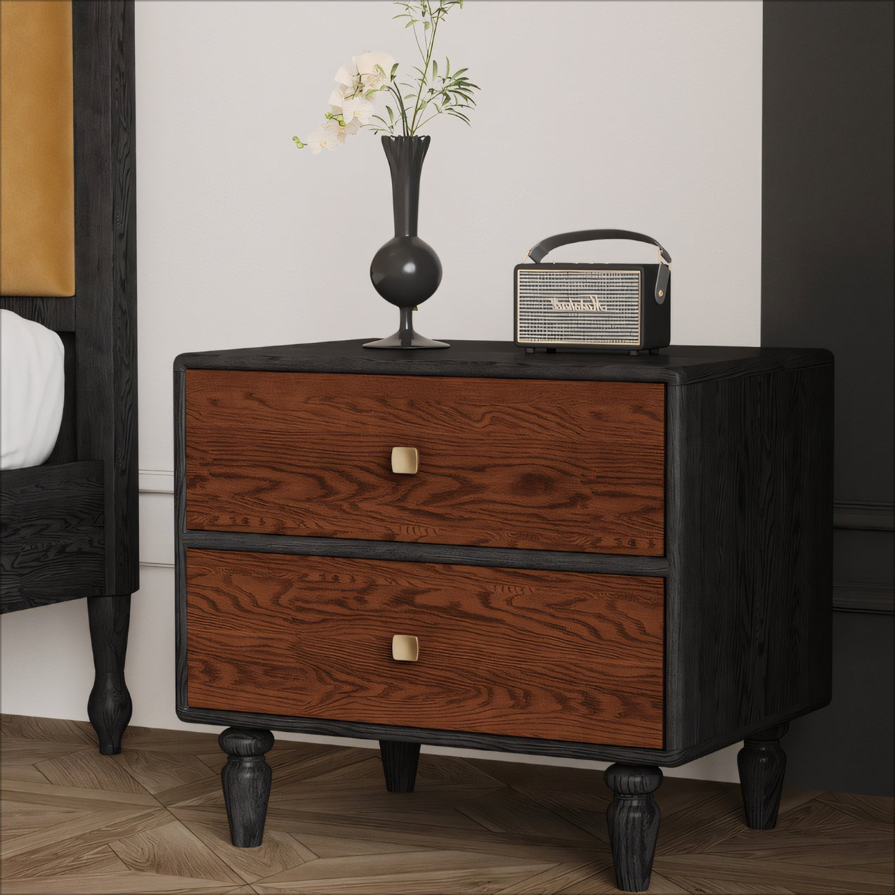 Lornai 2pcs boxwood vintage nightstands bedside tables