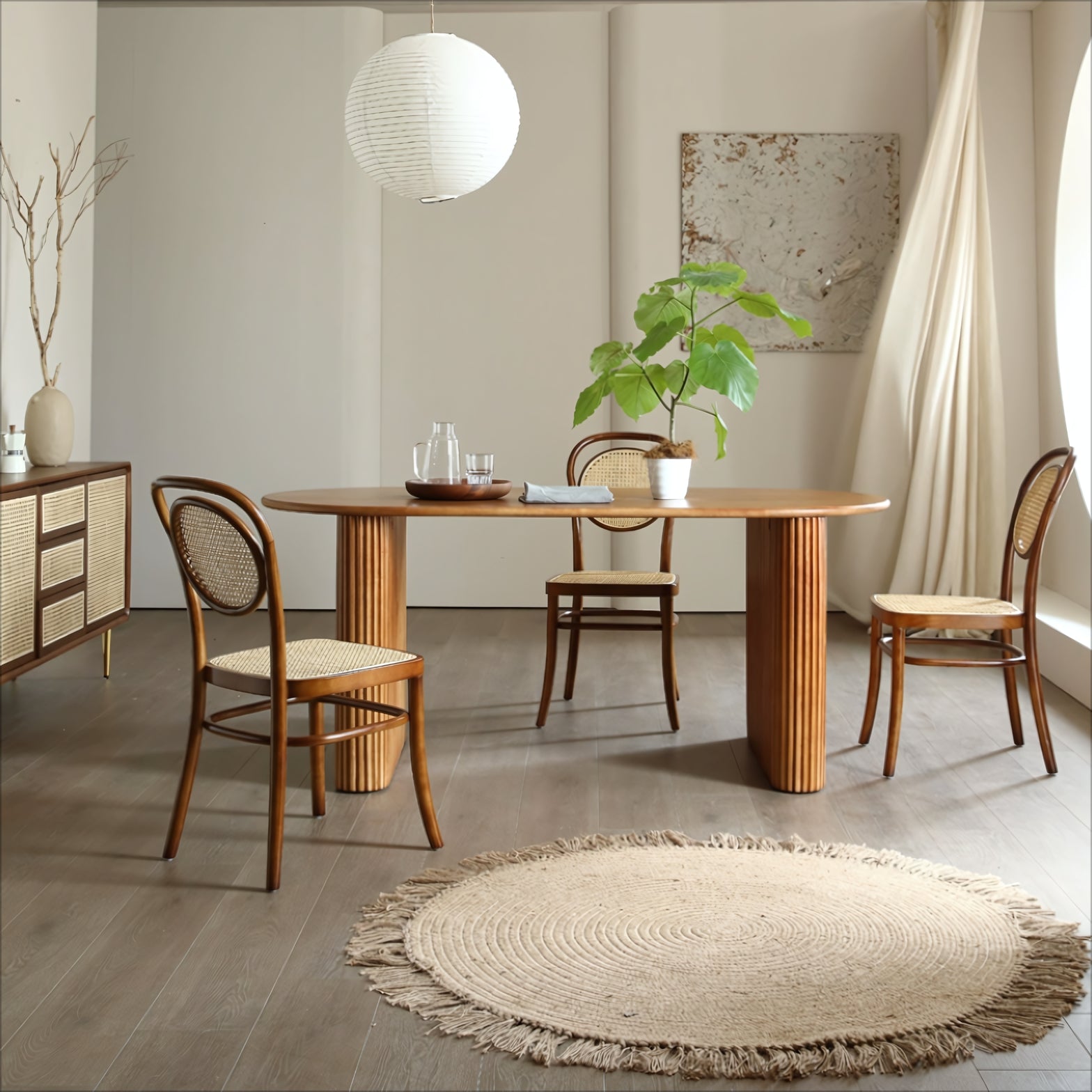 Glanmo Ash wood rectangular dining set