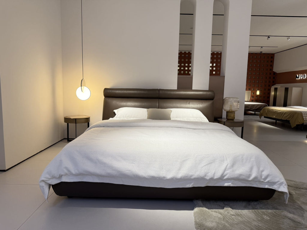 Bevina Leather solid wood bed