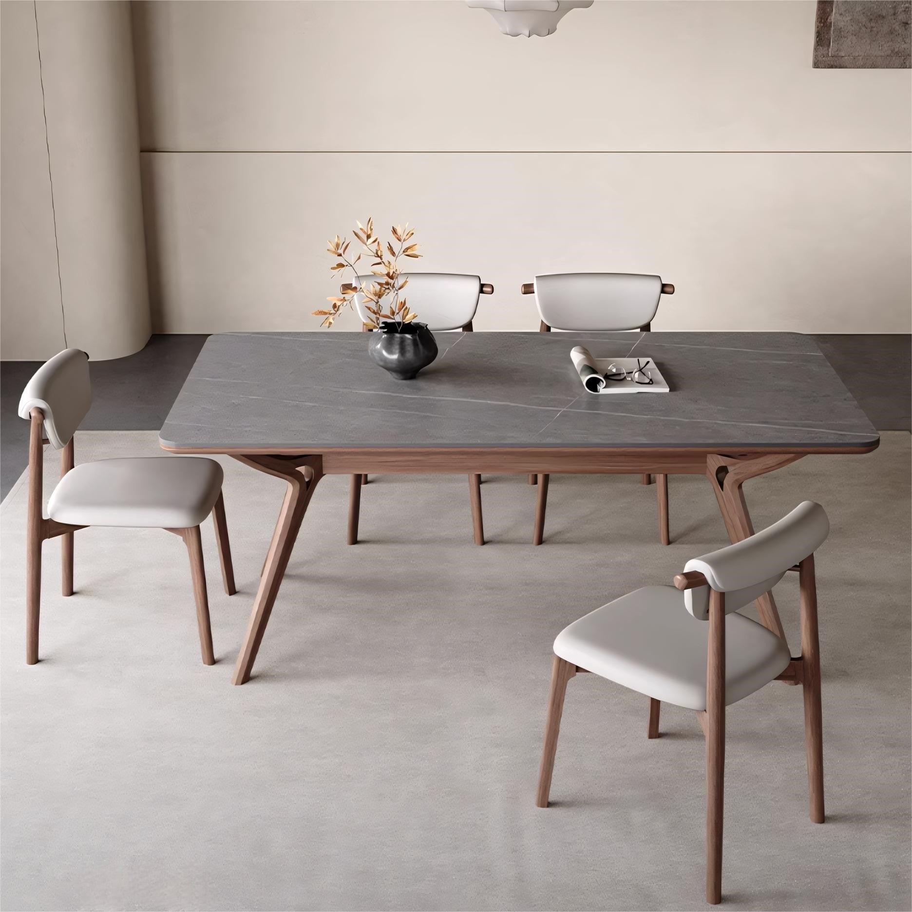 Geffa Sintered stone solid wood rectangular dining table