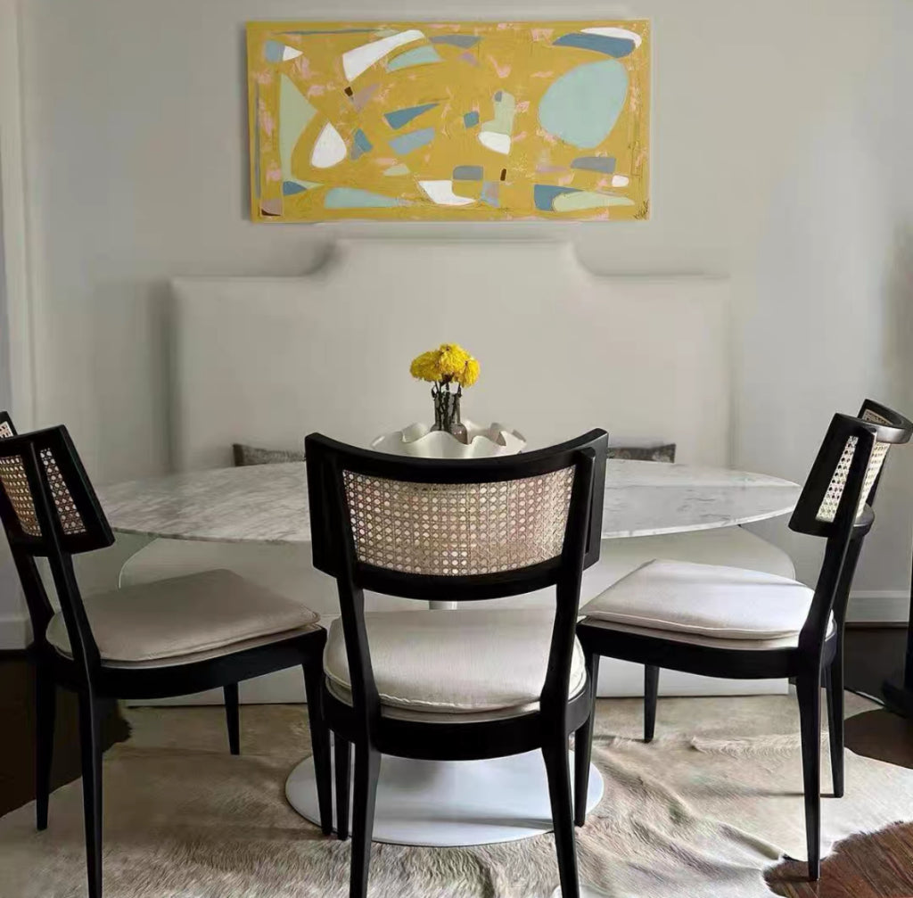 Quinie 2pcs ash wood natural rattan dining chairs