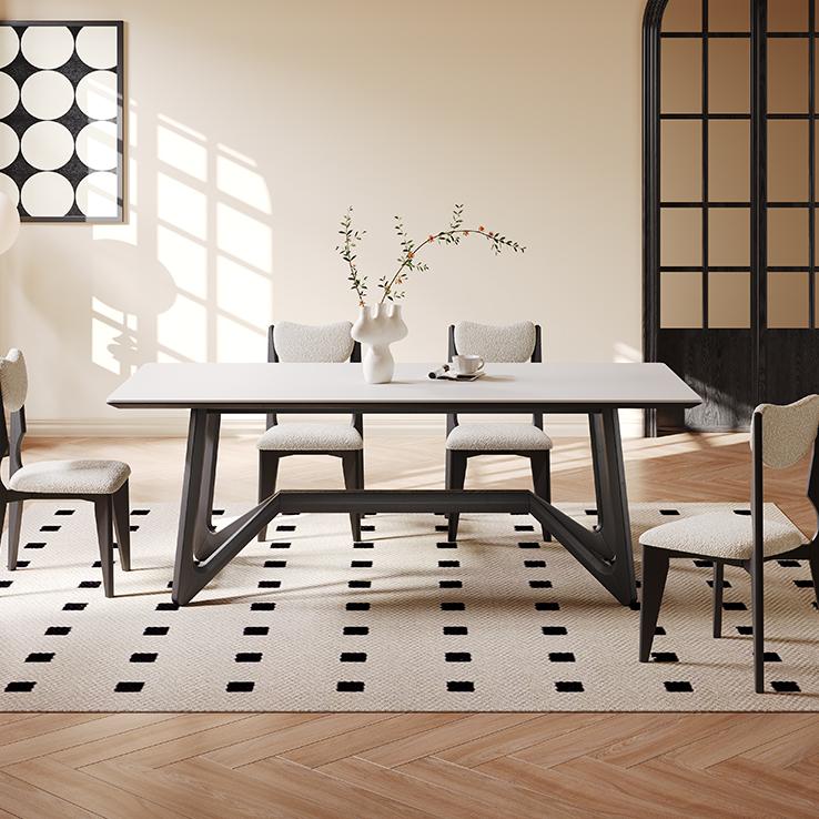 Quina Sintered stone solid wood rectangular dining table-A