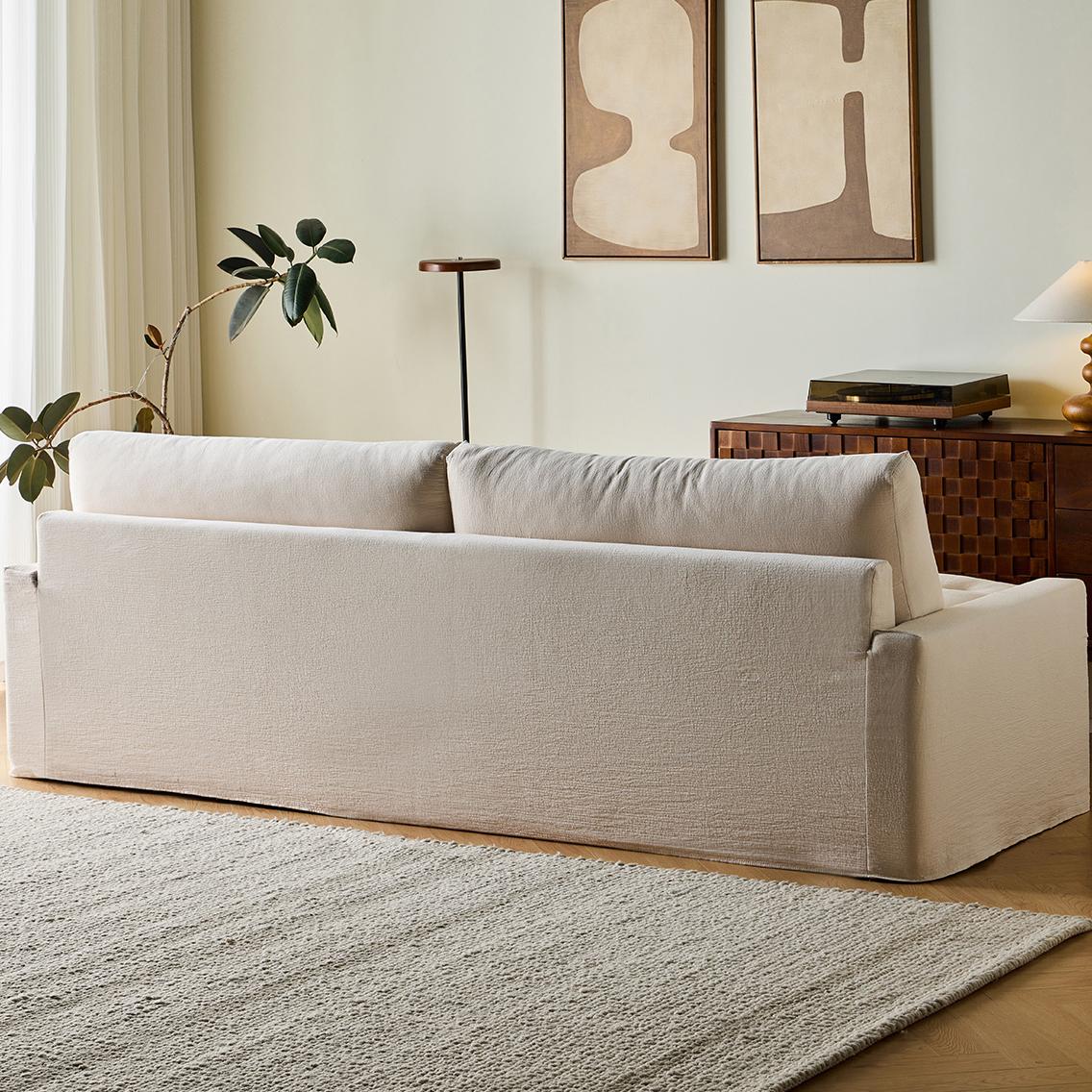 Garozo Washable natural linen fabric straight sofa