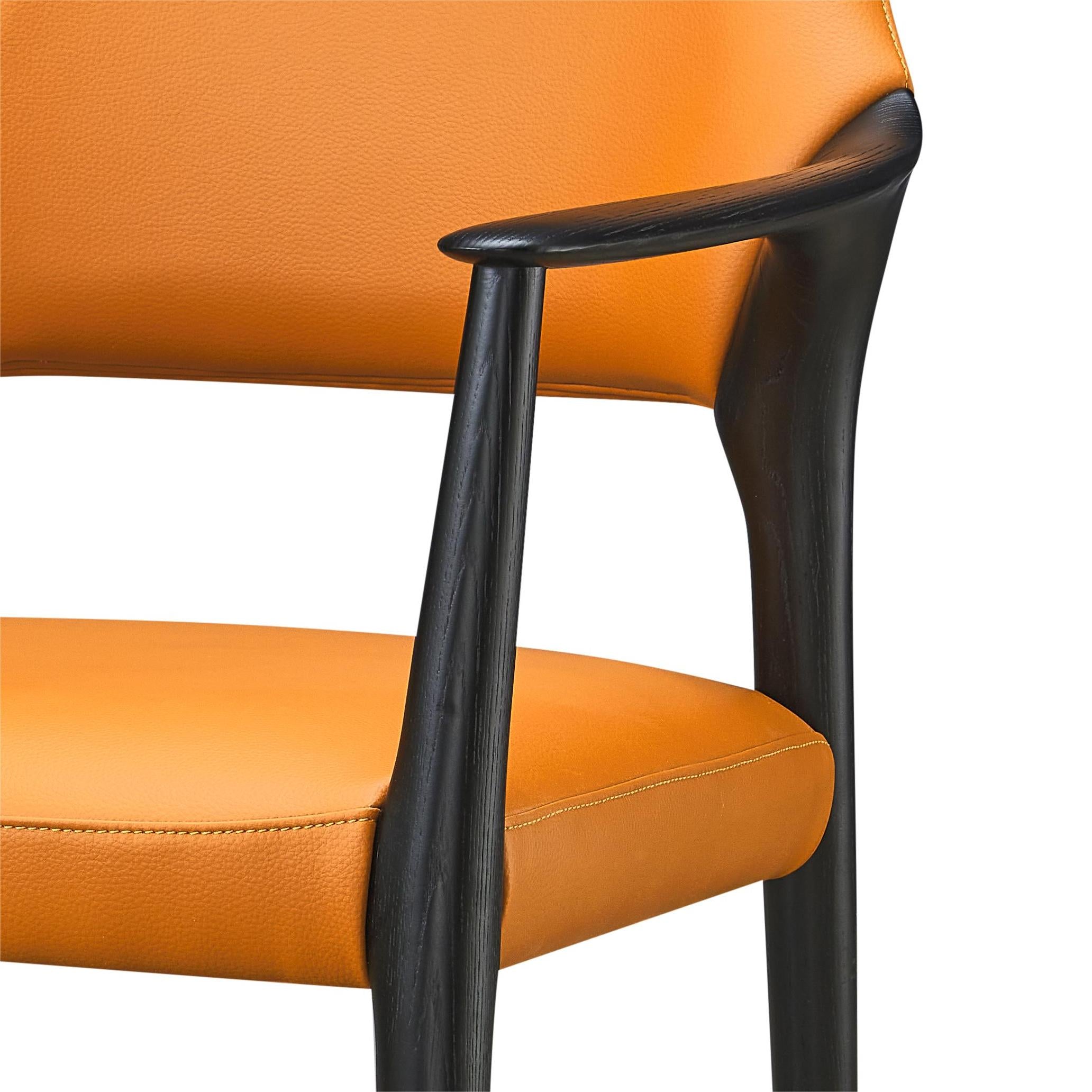 Rilas 2pcs ash wood leather dining chairs