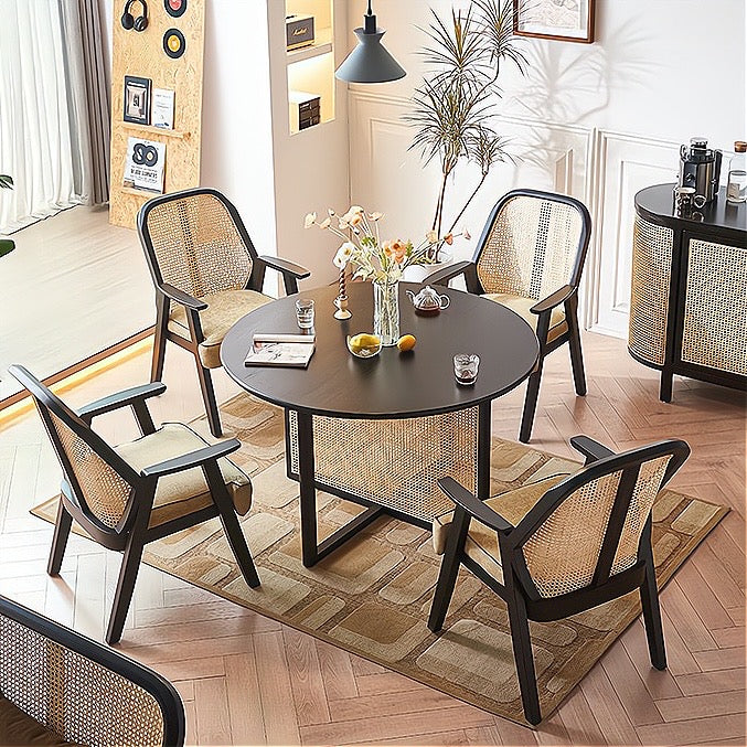 Rosalina 2pcs ash wood natural rattan dining chairs