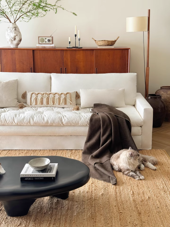 Garozo Washable natural linen fabric straight sofa