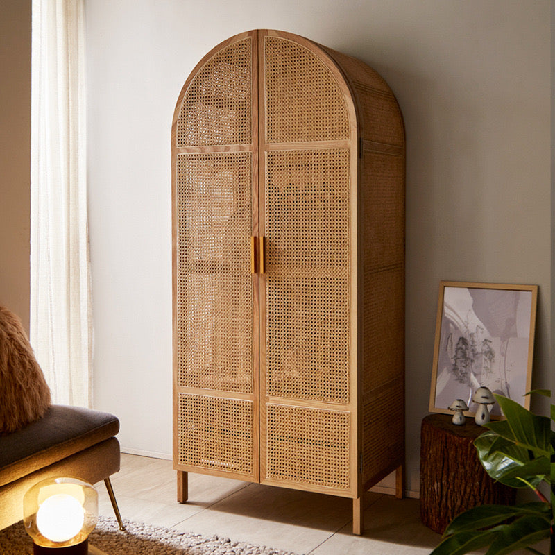 Bimare Ash wood natural rattan wardrobe