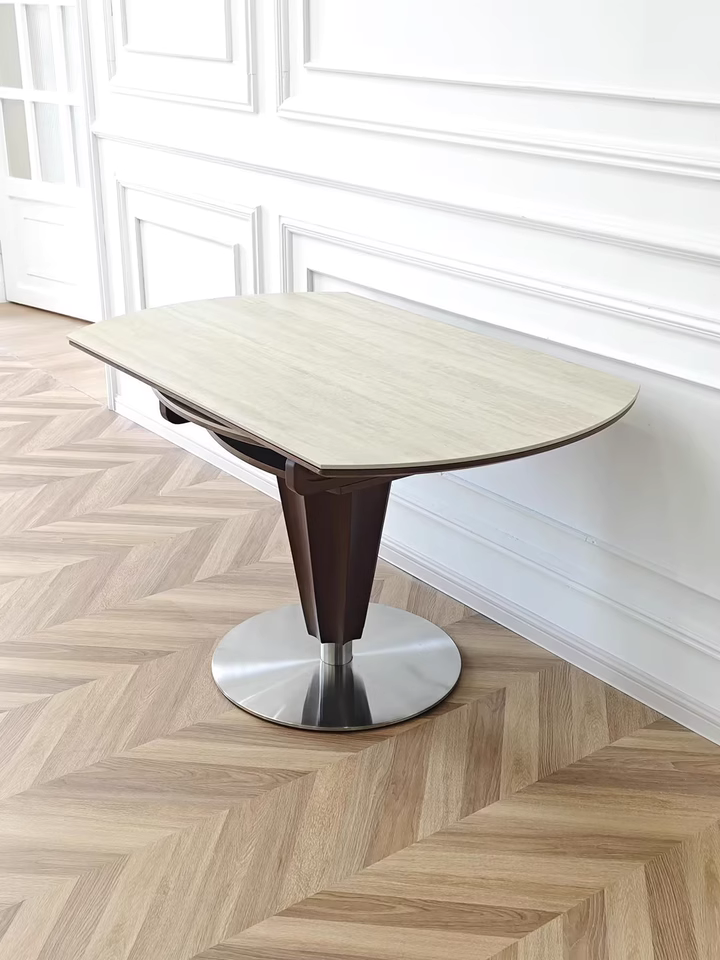 Patima Round-to-rectangular sliding extension dining table
