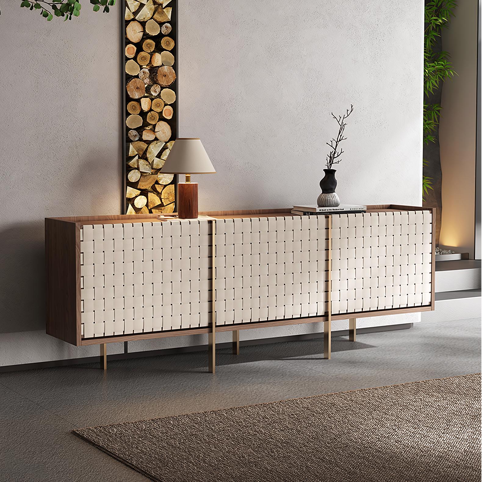 Pajis Wooden natural rattan sideboard