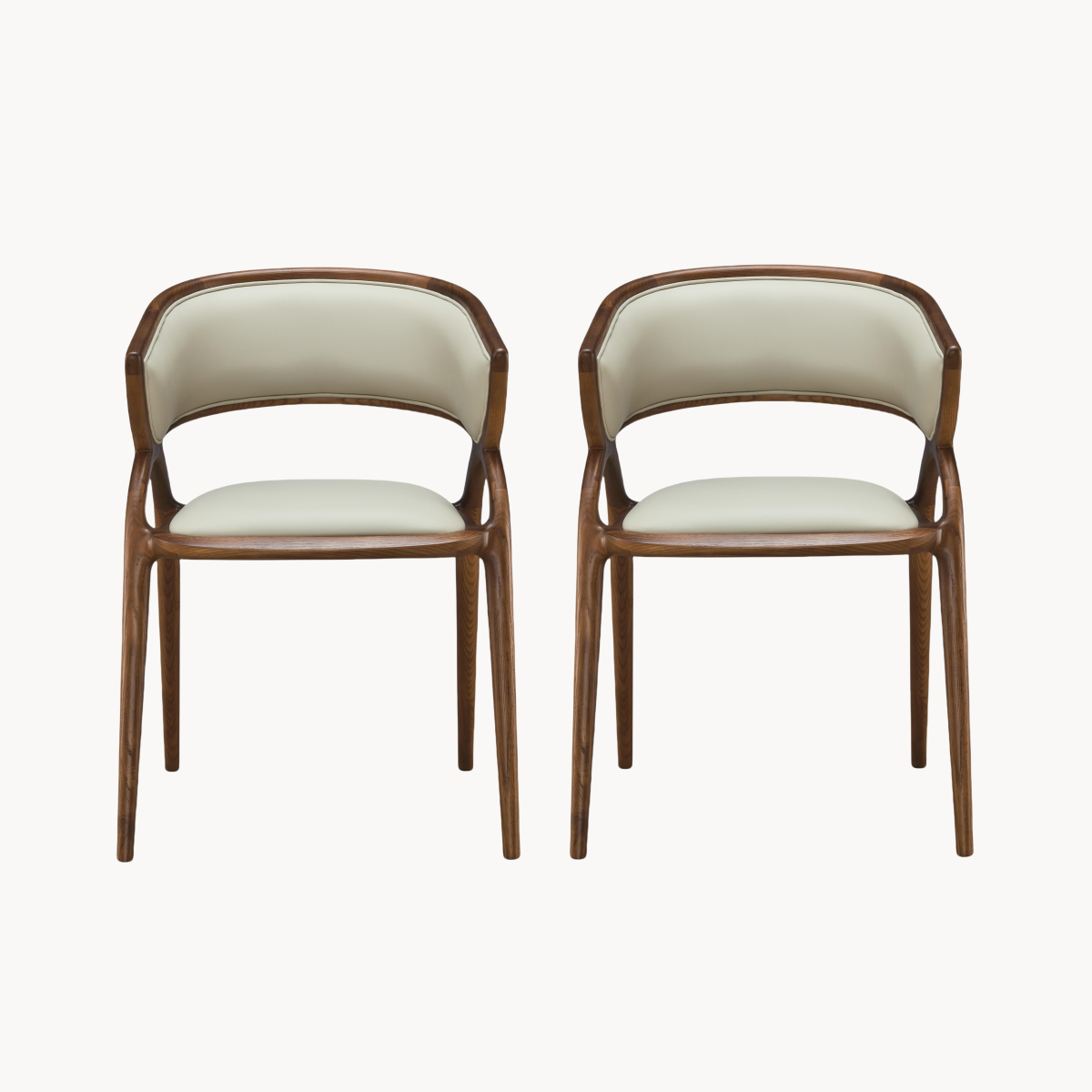 Drakon 2pcs ash wood leather dining chairs