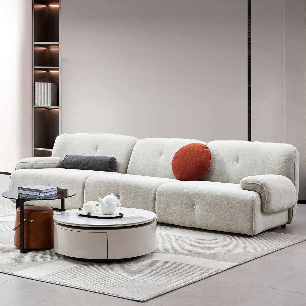 Donoa Fabric short armrests straight sofa