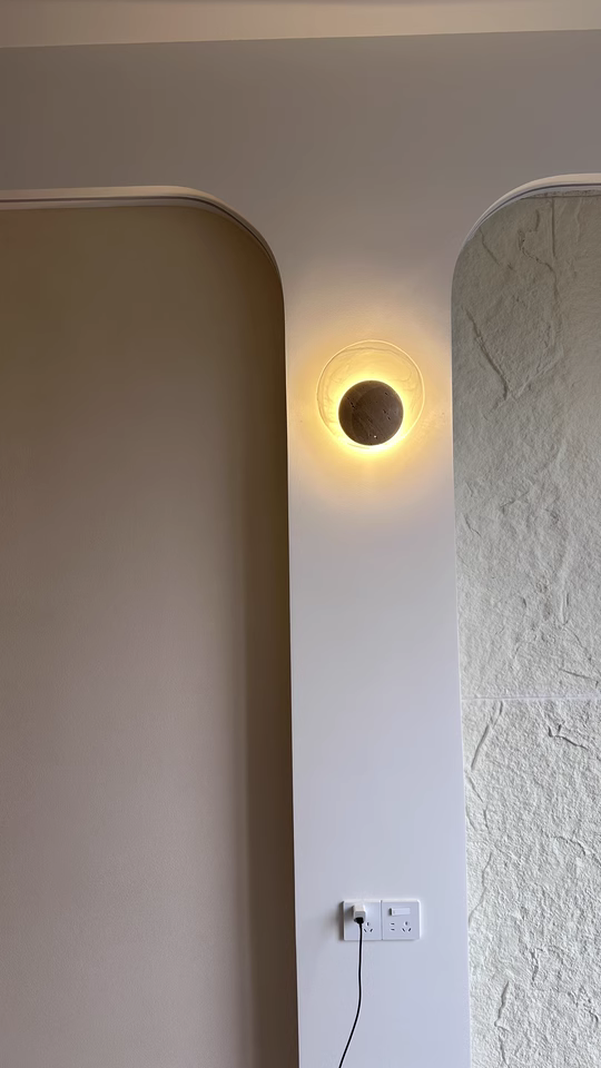 Srino 2pcs beige travertine wall lights bedside lights