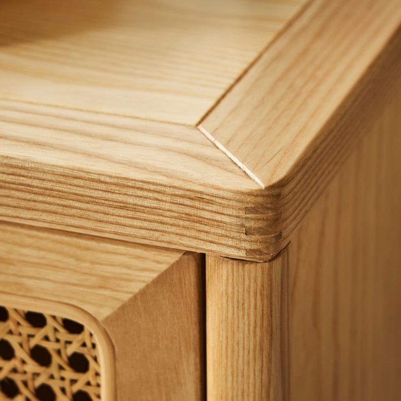 Vilriga Ash wood natural rattan chest of drawers