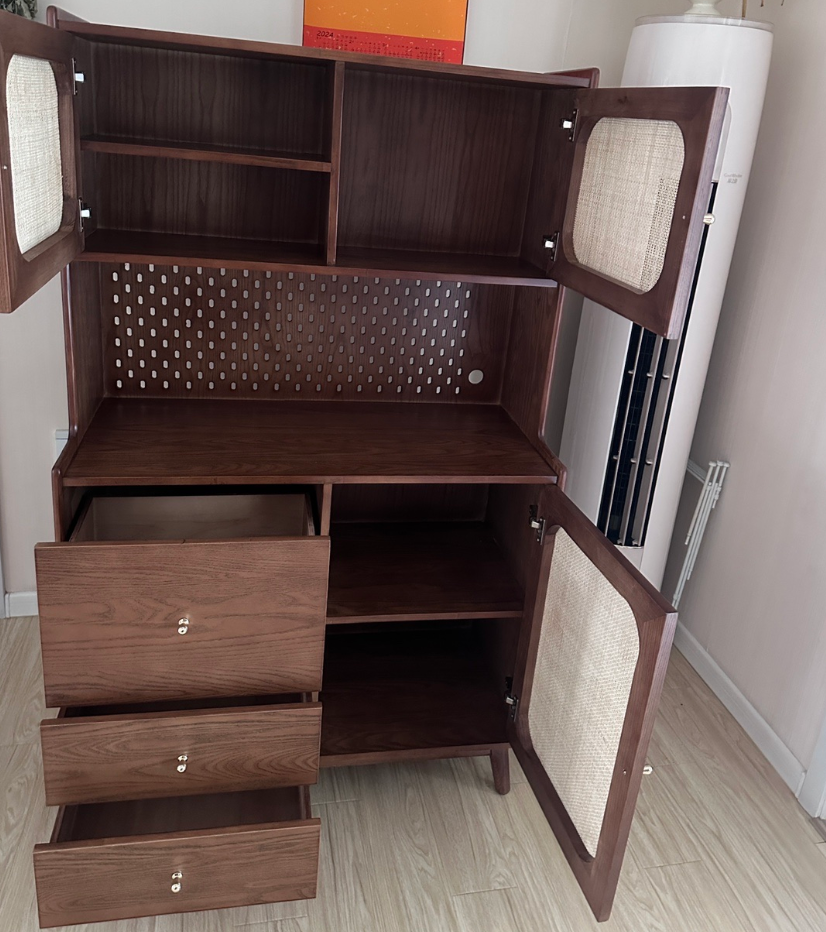 Farion Solid wood natural rattan sideboard