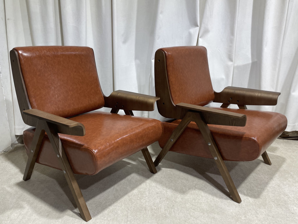 Figey Solid wood leather accent chair