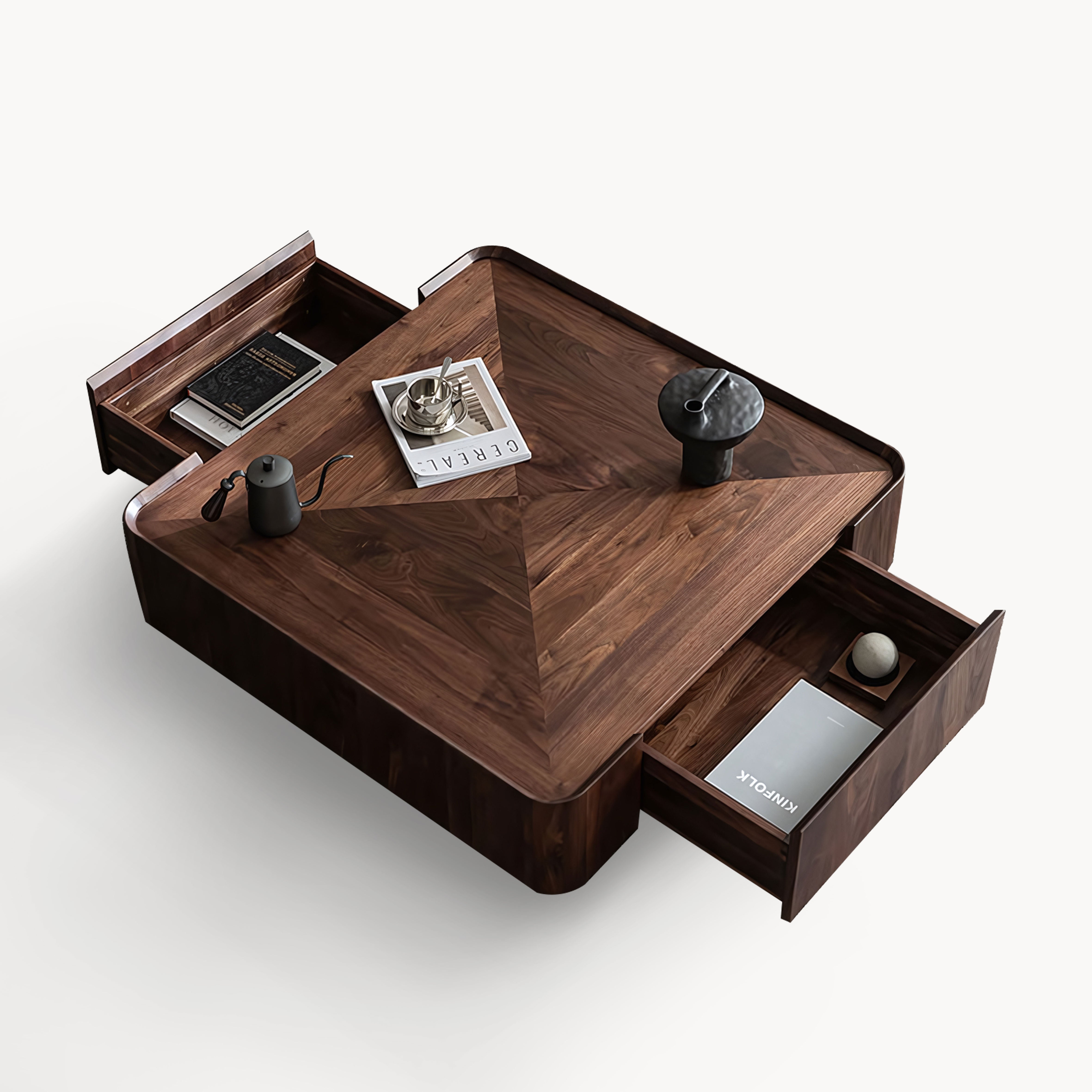 Nuliz Black walnut square coffee table