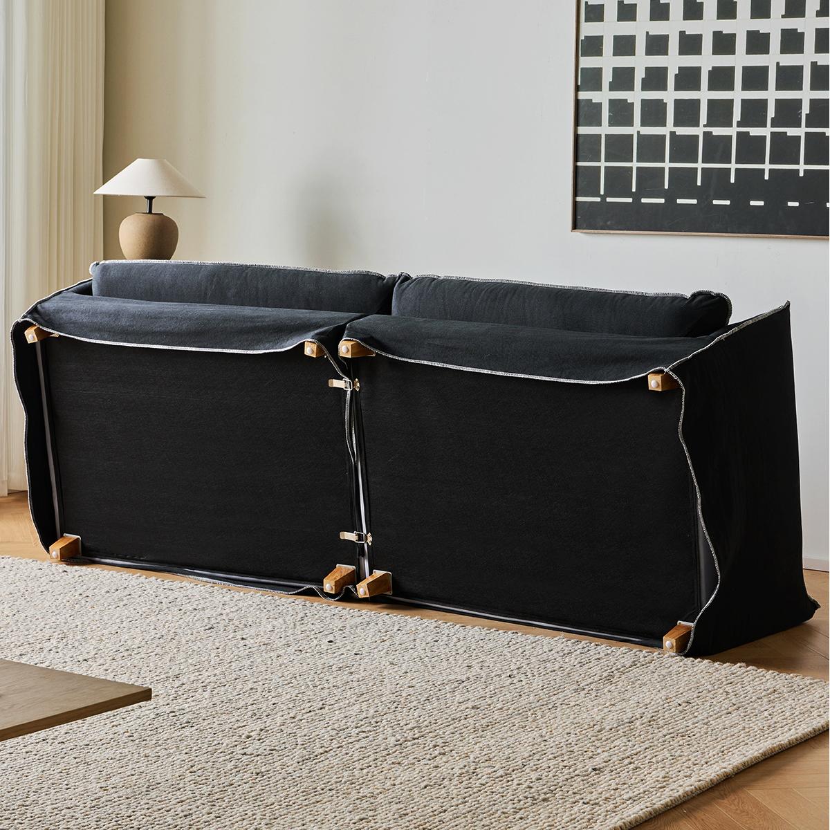 Toliga Washable natural linen fabric straight sofa