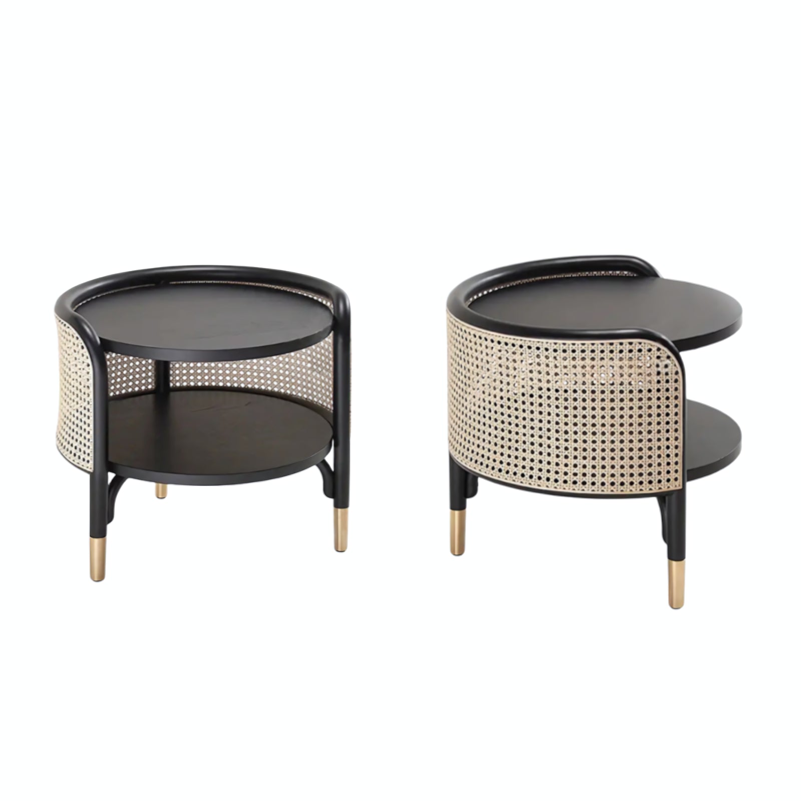 Dofanes Ash wood natural rattan side table