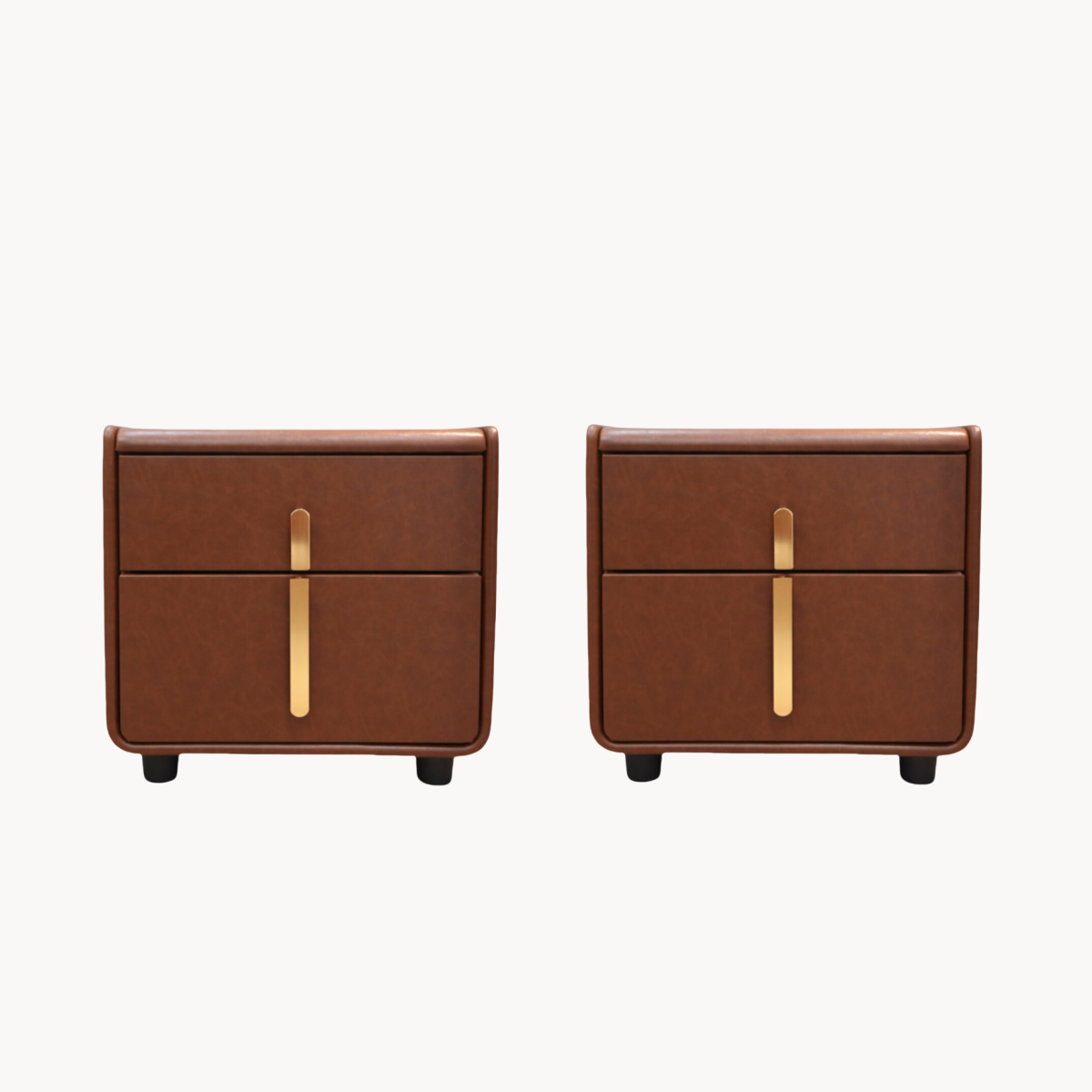 Olime 2pcs wooden leather nightstands