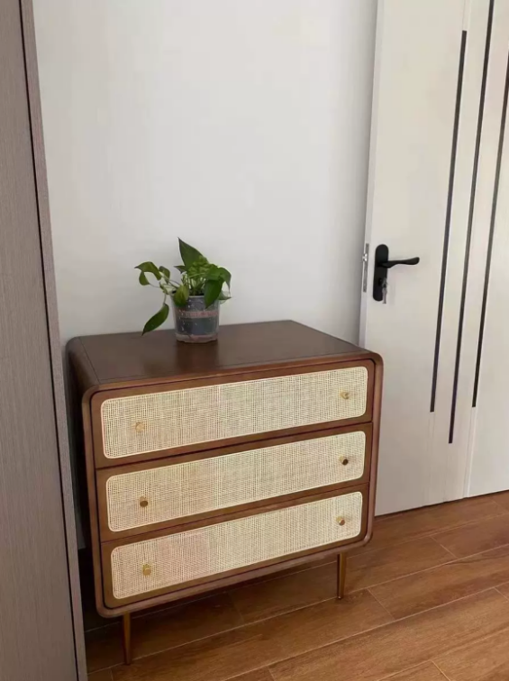 Ferbrino Ash wood natural rattan chest of drawers-A