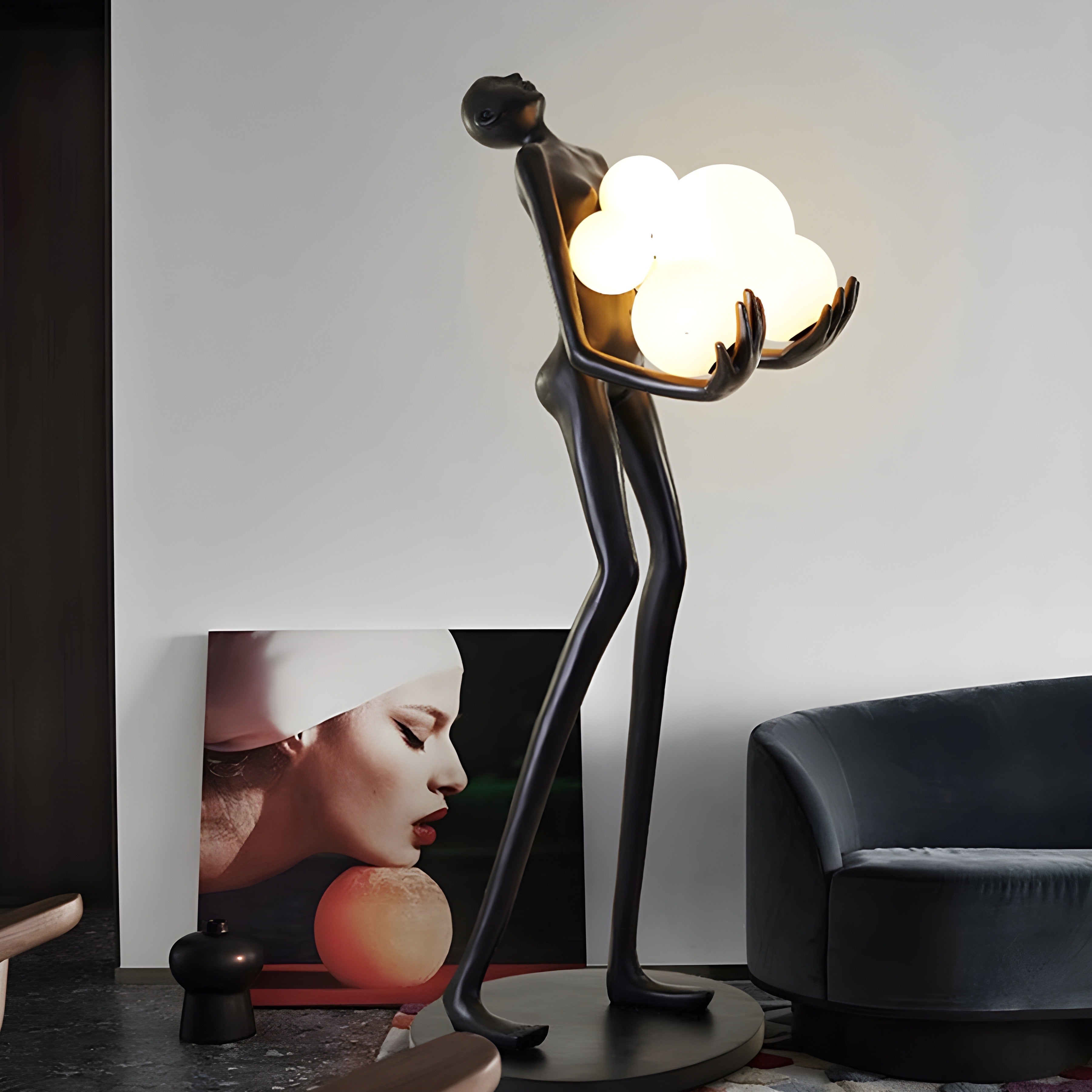 Tunirean Character sculpture art black floor lamp