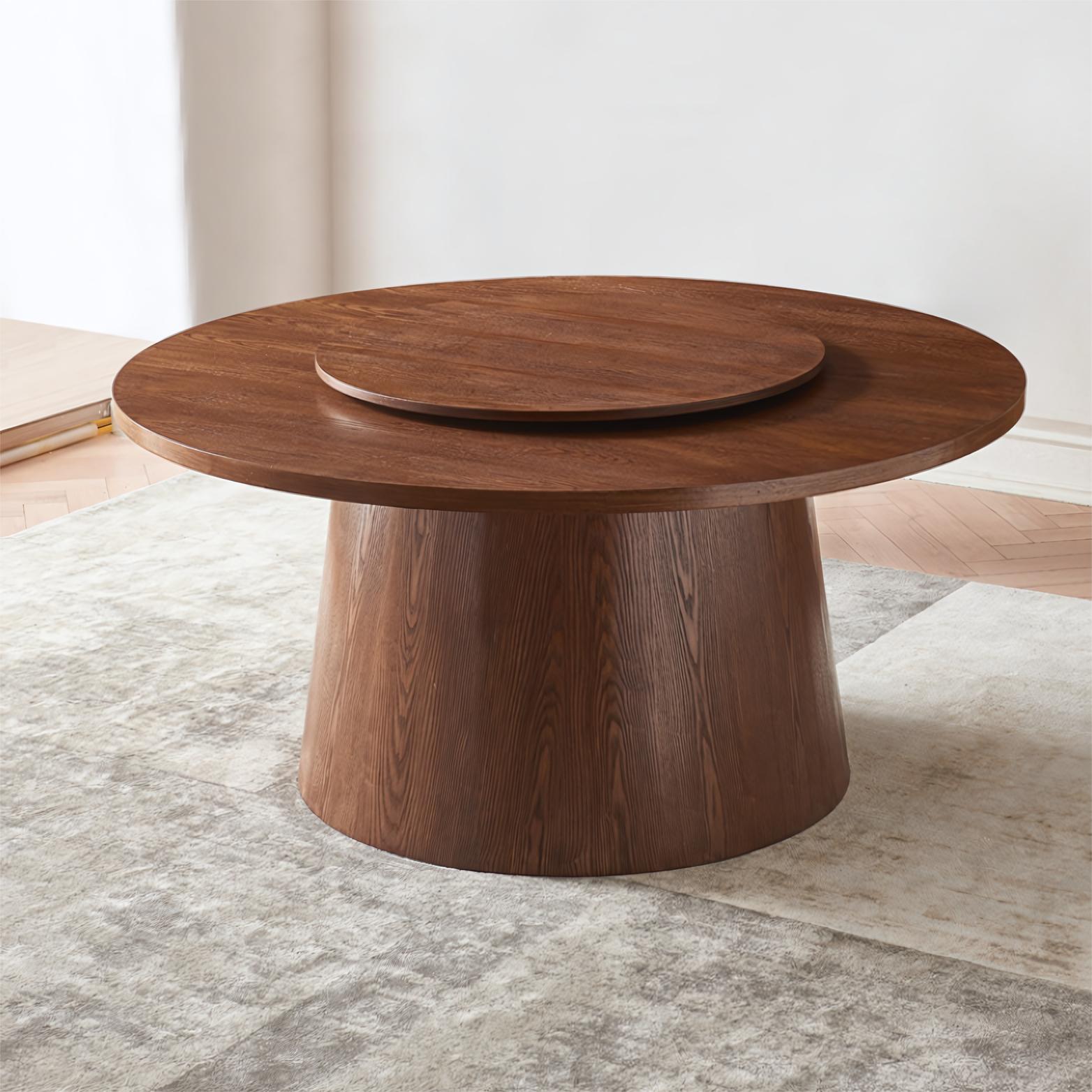 Butloni Ash wood turntable round dining set