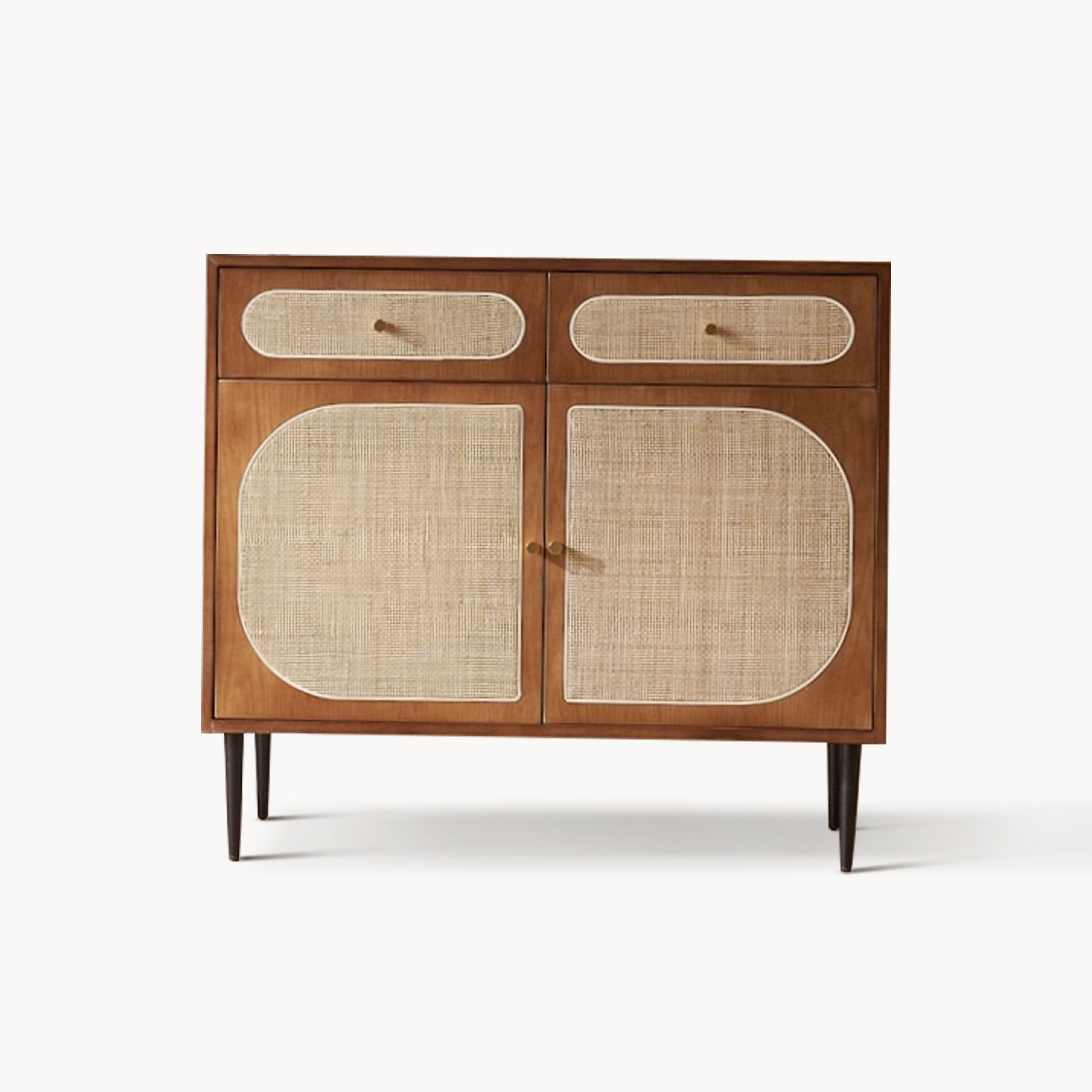 Sanie Ash wood natural rattan sideboard-A