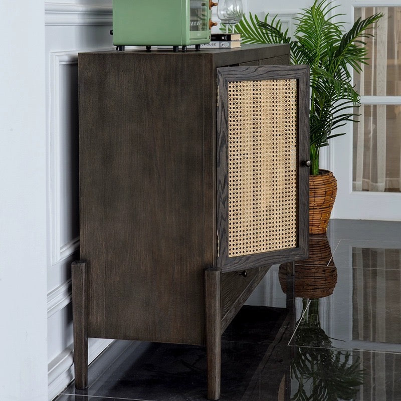 Grossire Ash wood natural rattan sideboard