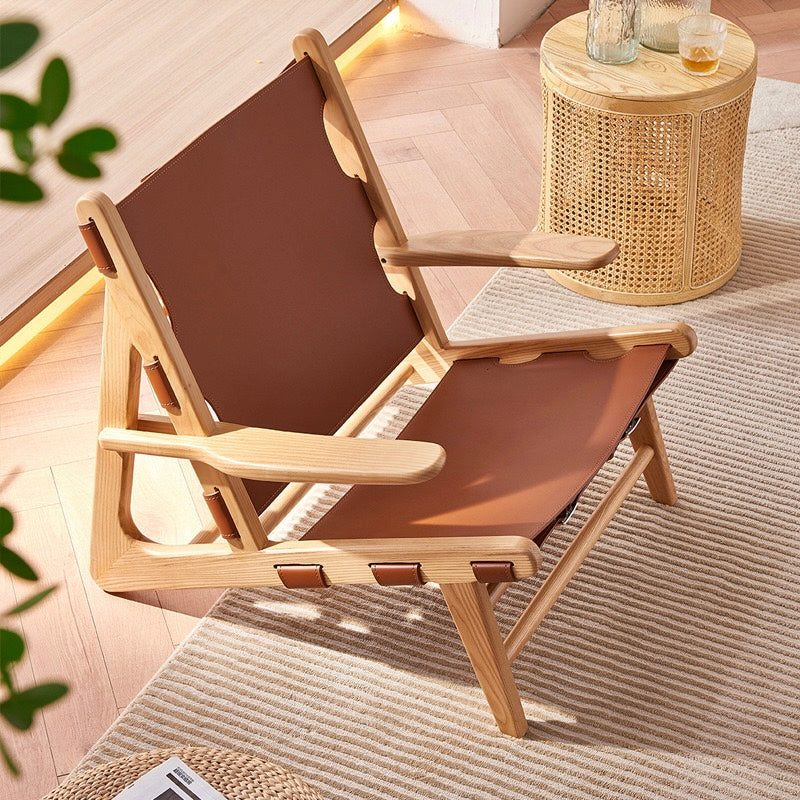 Vibnore Ash wood leather accent chair