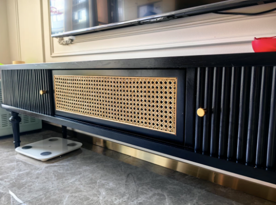 Belar Solid wood natural rattan TV cabinet