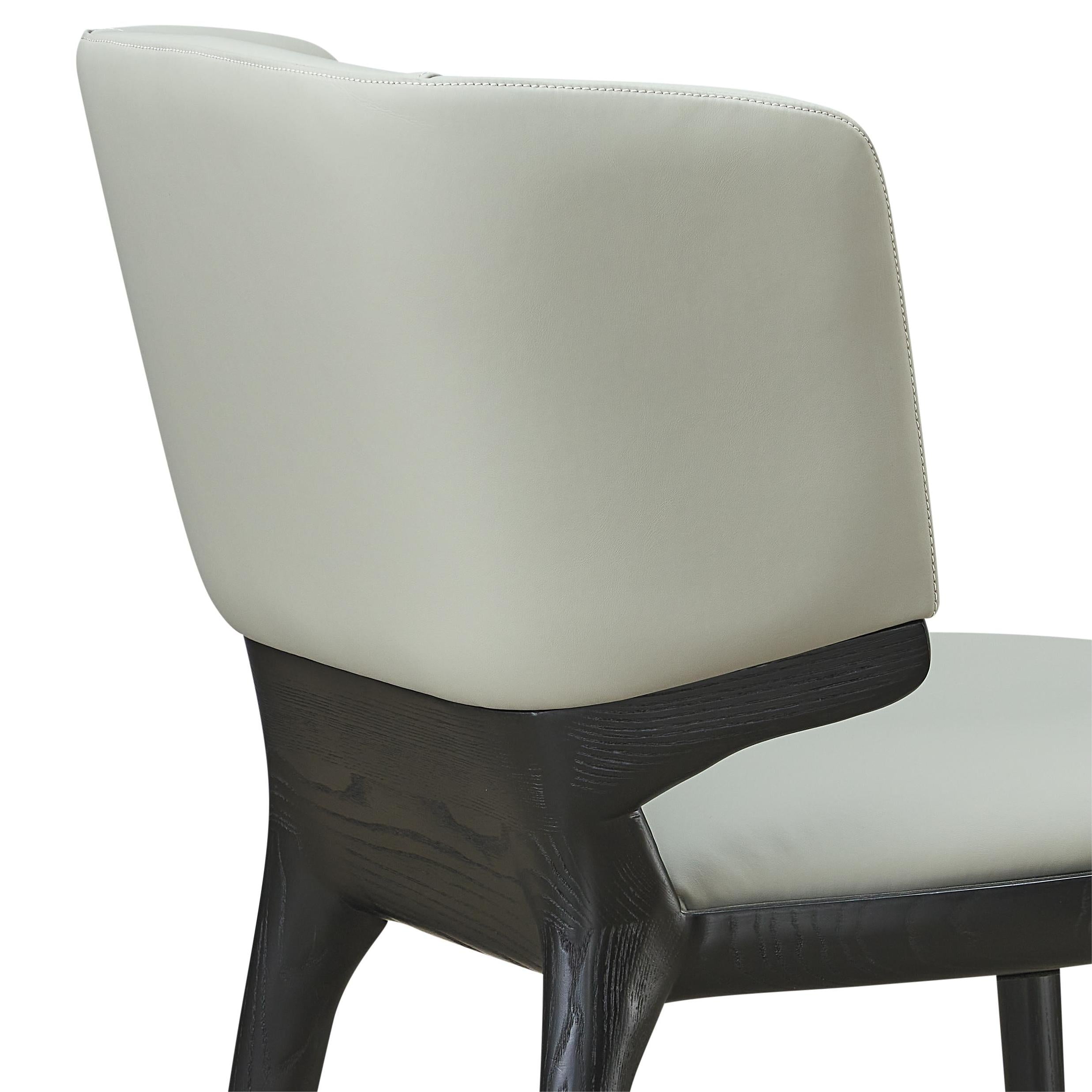 Tavros 2pcs ash wood leather dining chairs
