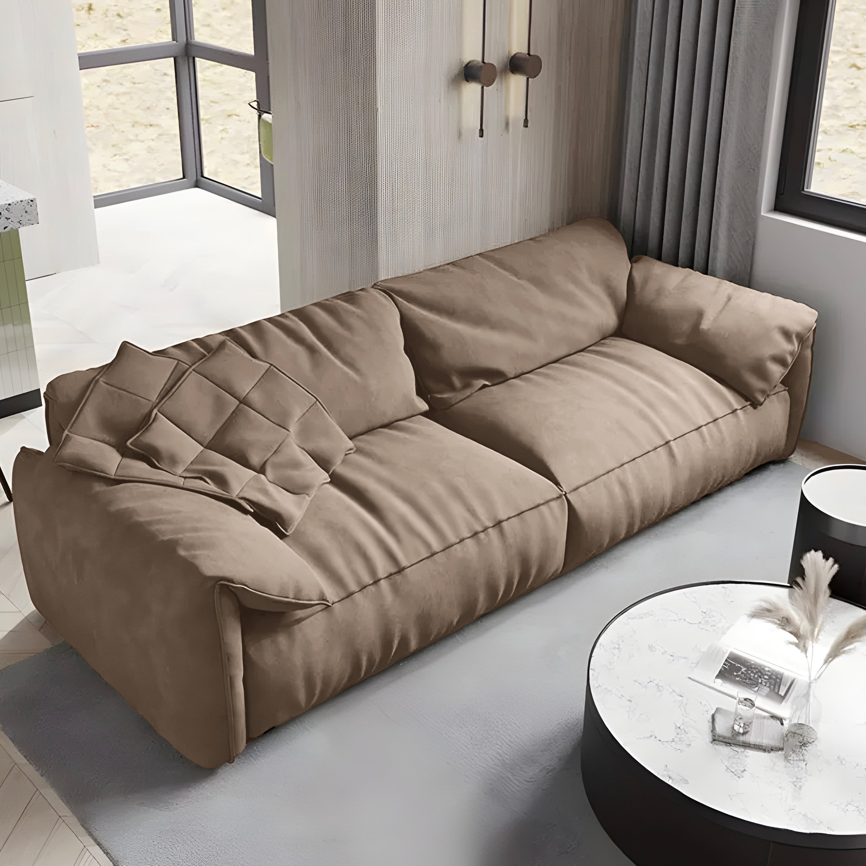 Elifota Folding armrests modern straight sofa