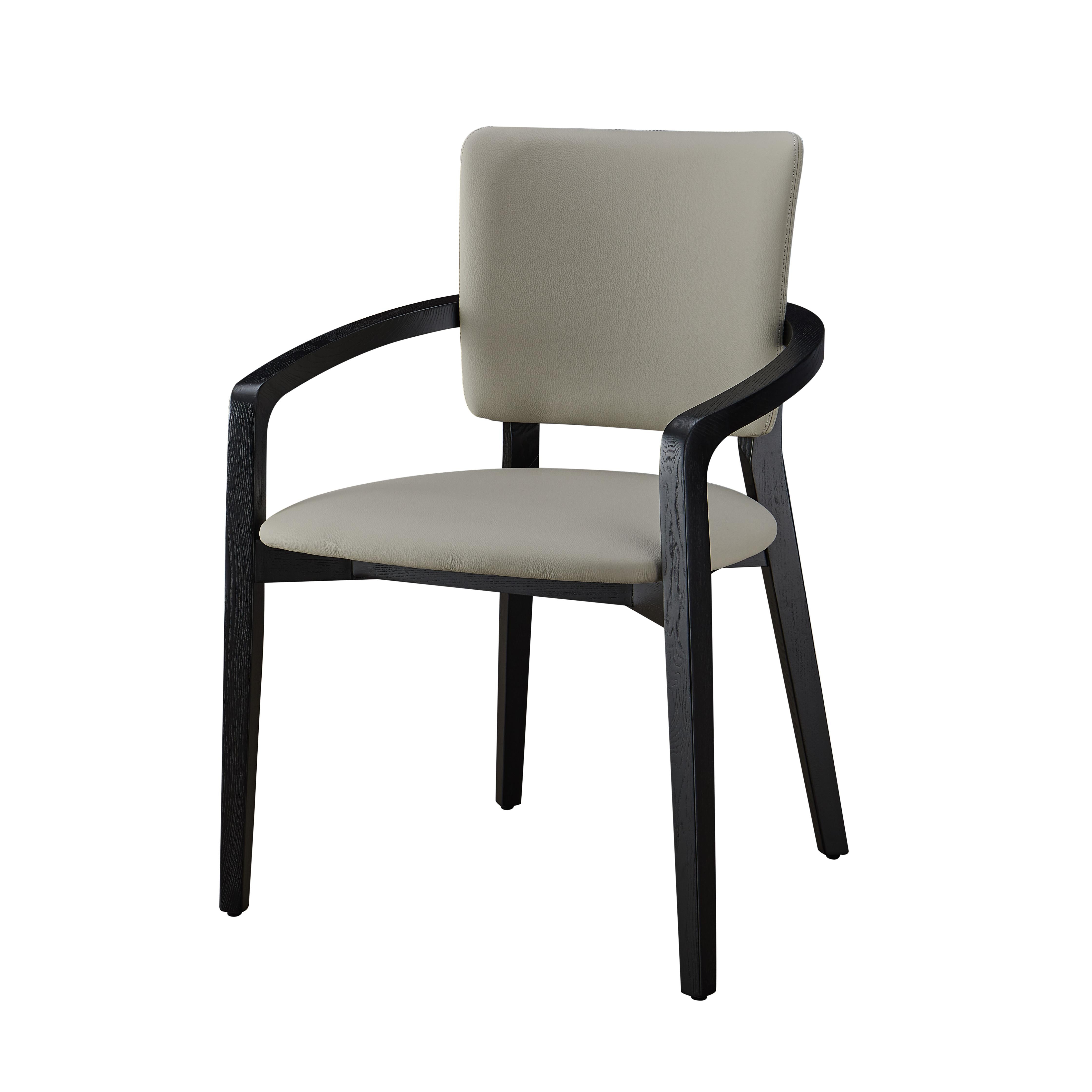 Quillon  2pcs ash wood leather dining chairs