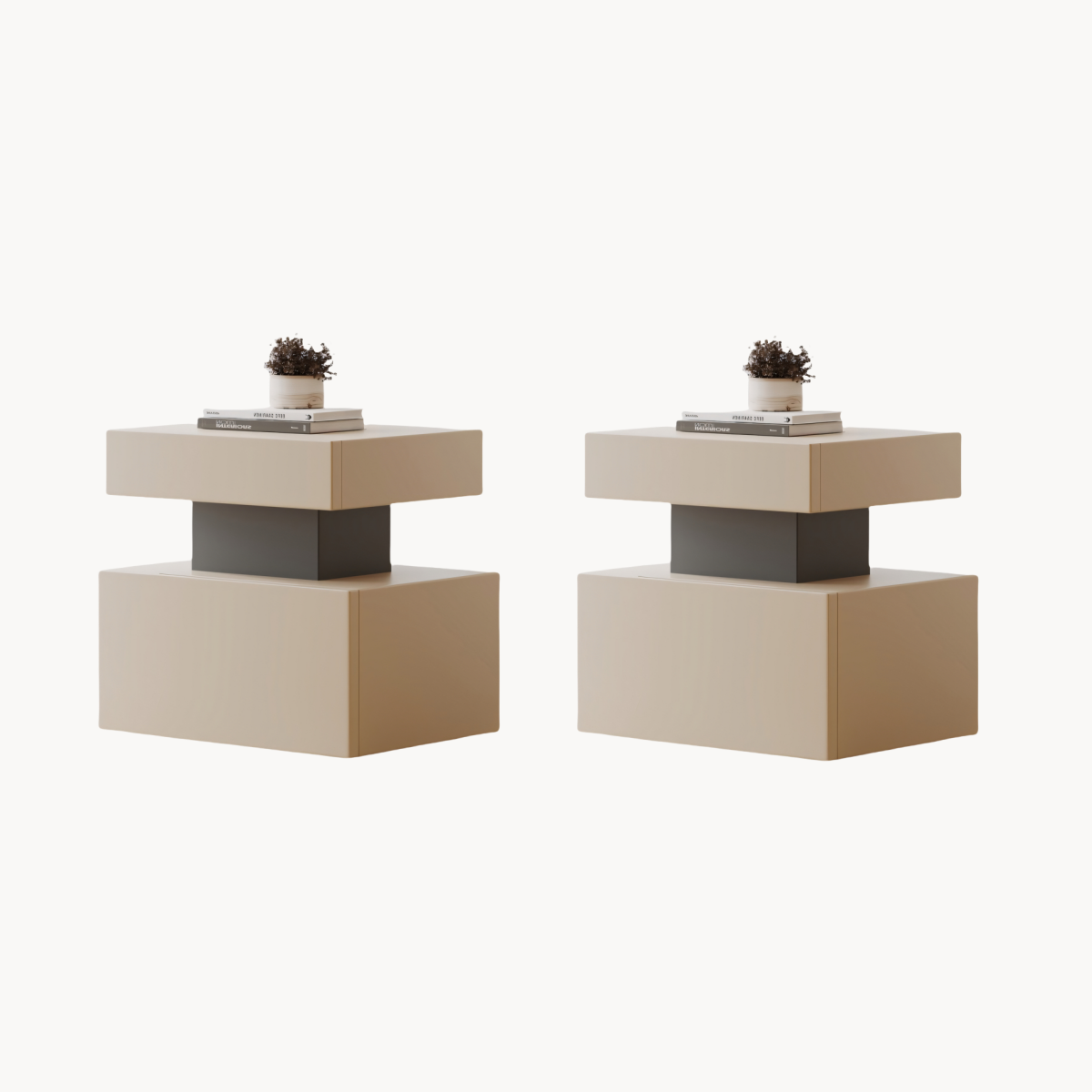 Tesie 2pcs solid wood nightstands bedside tables