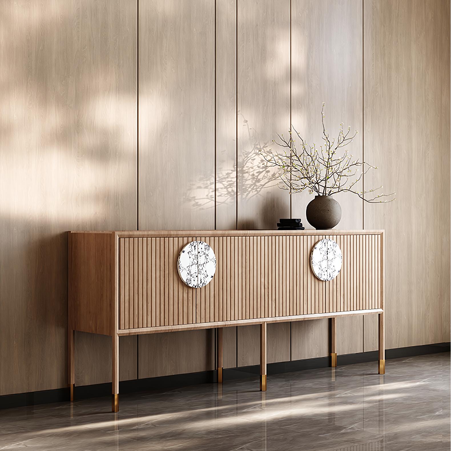 Melra Wooden marble sideboard