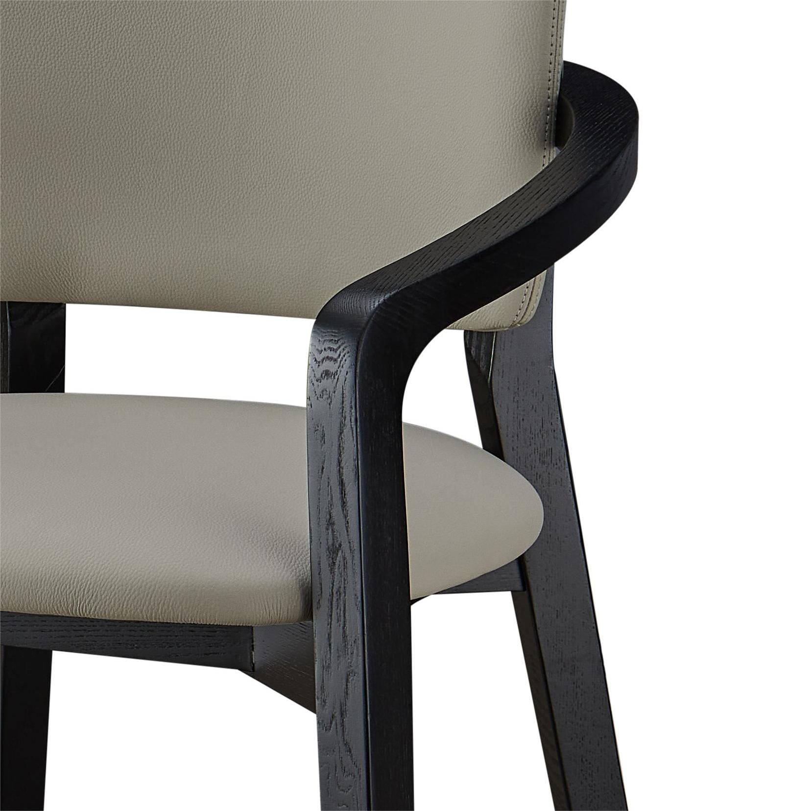 Quillon  2pcs ash wood leather dining chairs