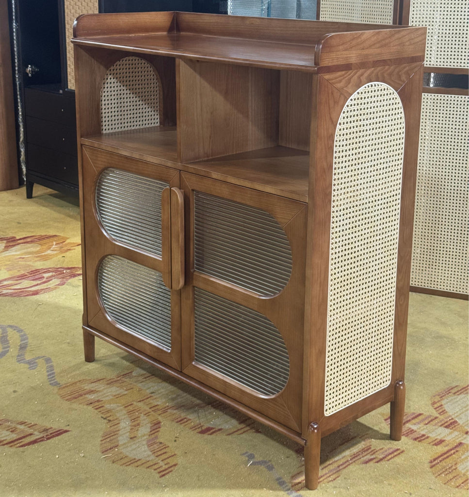 Jorven Solid wood natural rattan sideboard