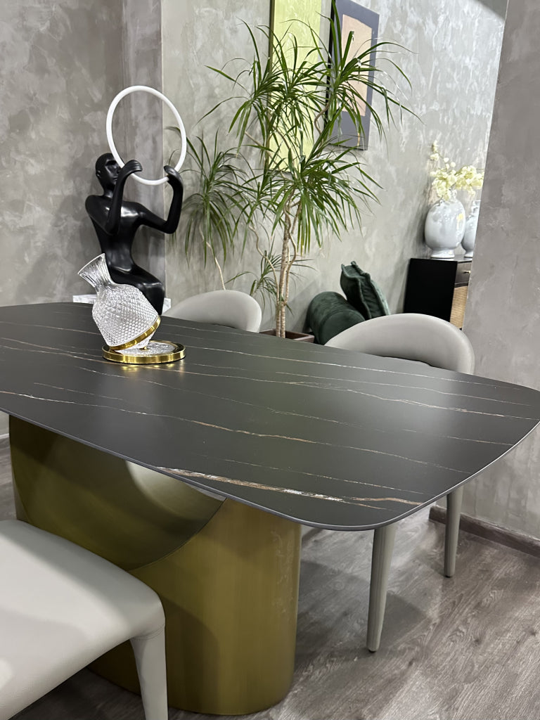 Unim Carbon steel bronze base sintered stone rectangular table