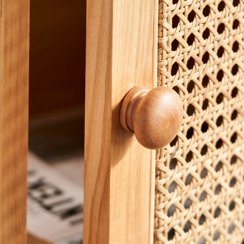 Shrilin Ash wood natural rattan sideboard