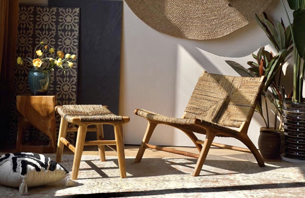 Alvaro Natural rattan ash wood lounge chair