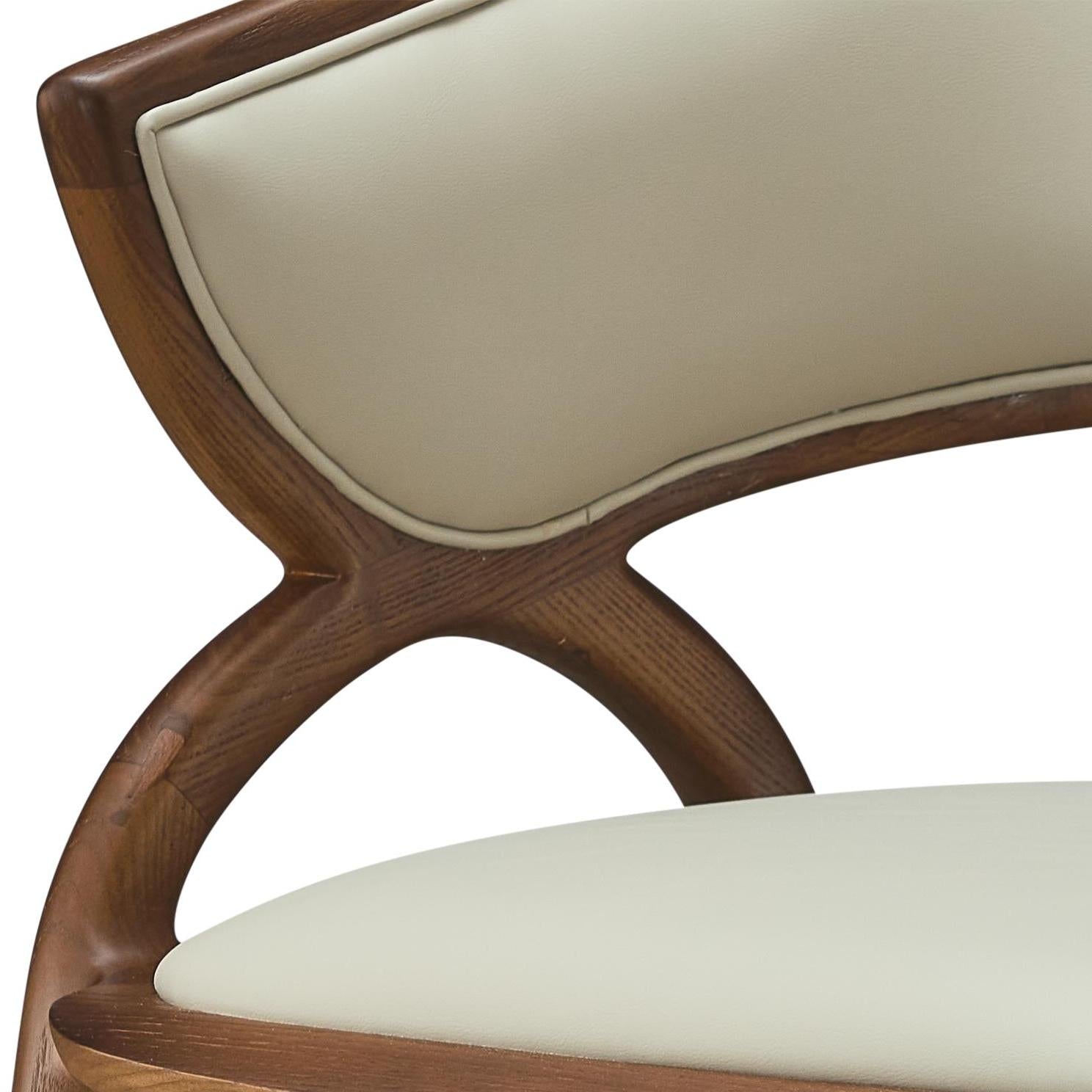 Drakon 2pcs ash wood leather dining chairs