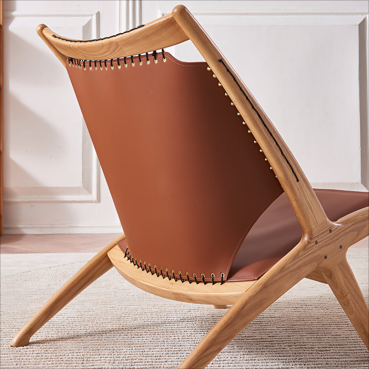 Beneta Leather ash wood lounge chair