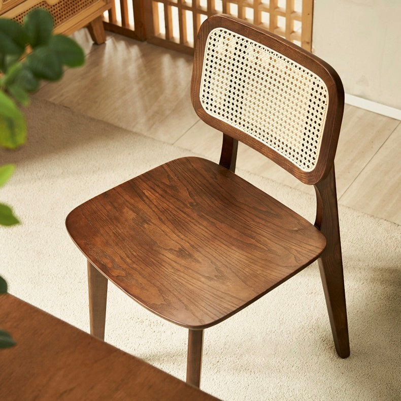 Wennie 2 pcs ash wood natural rattan dining chairs