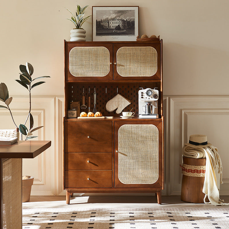 Farion Solid wood natural rattan sideboard