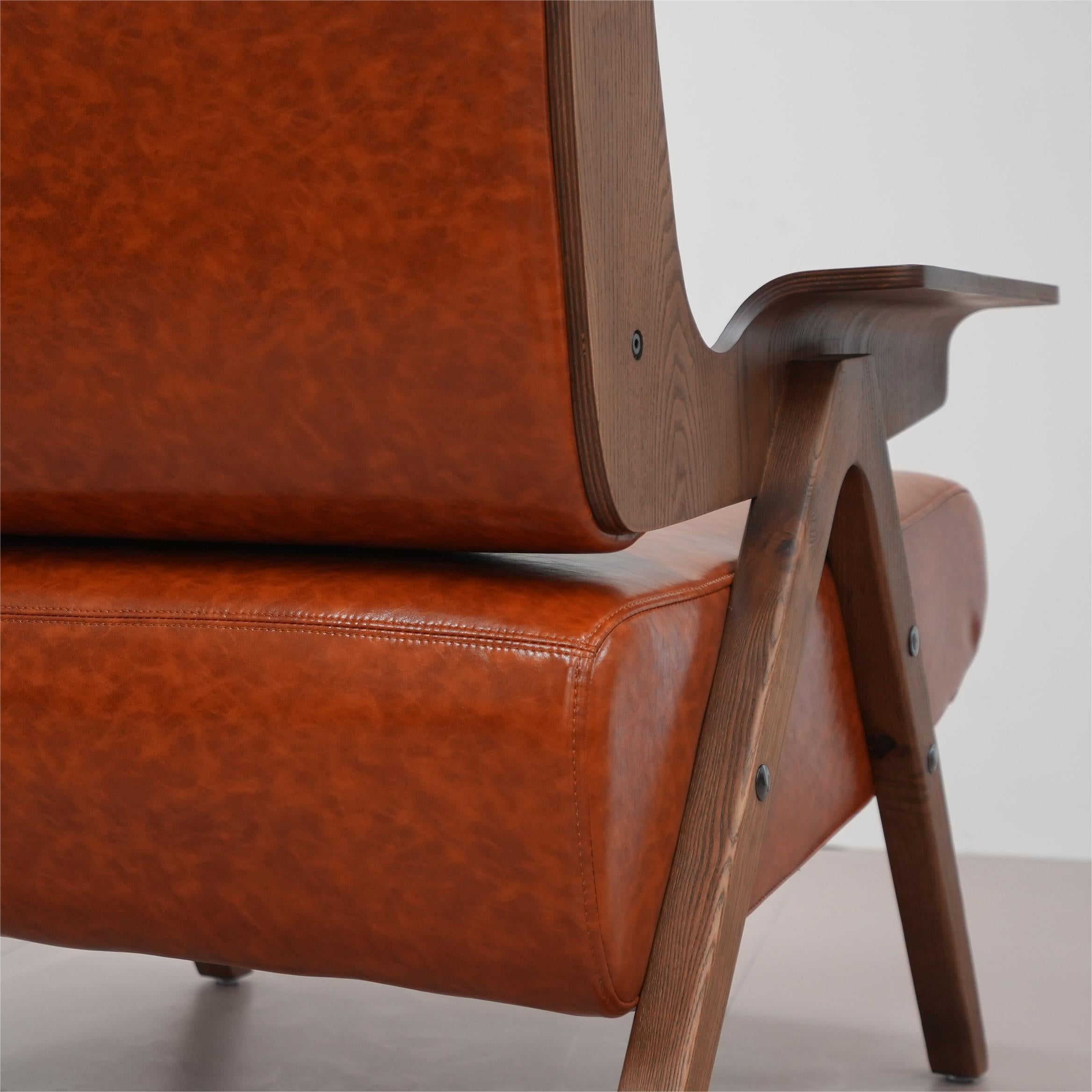 Figey Solid wood leather accent chair