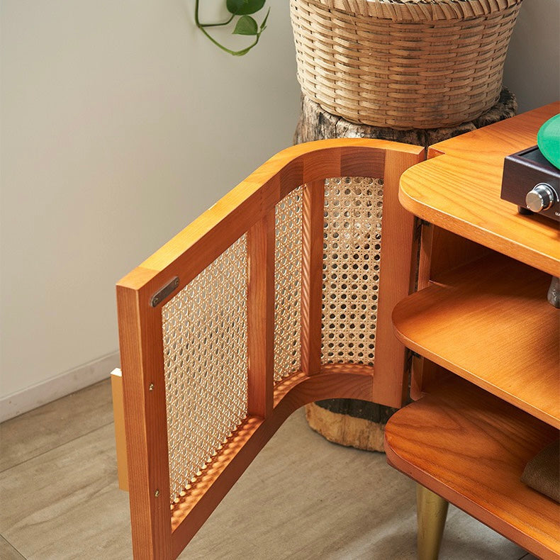 Grelina Ash wood natural rattan side TV cabinet