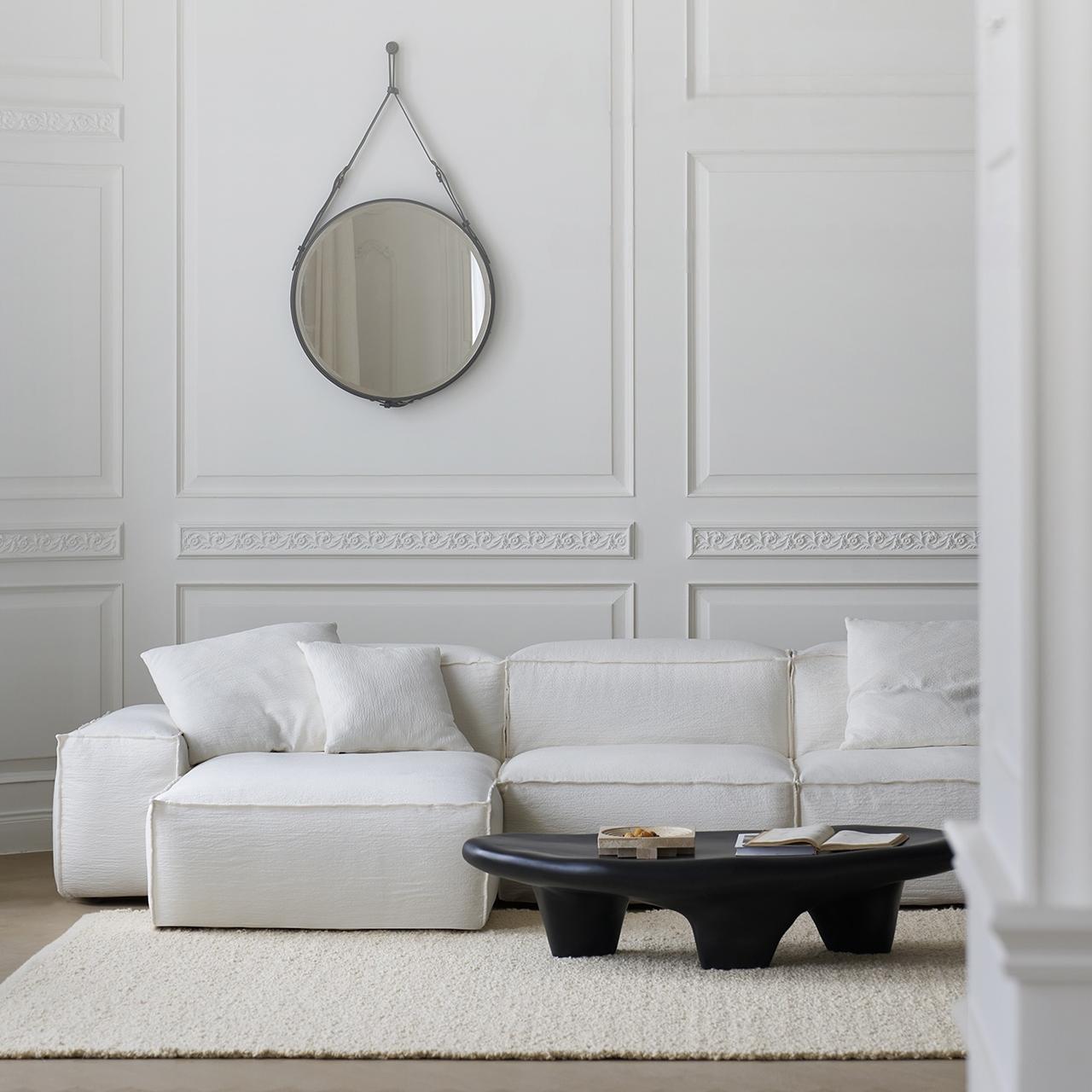 Seffi Washable natural linen fabric chaise lounge sofa