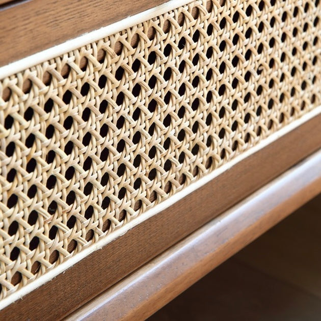 Hibotrina Ash wood natural rattan sideboard