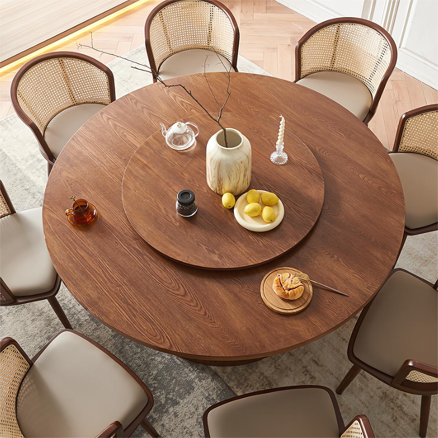 Butloni Ash wood turntable round dining set